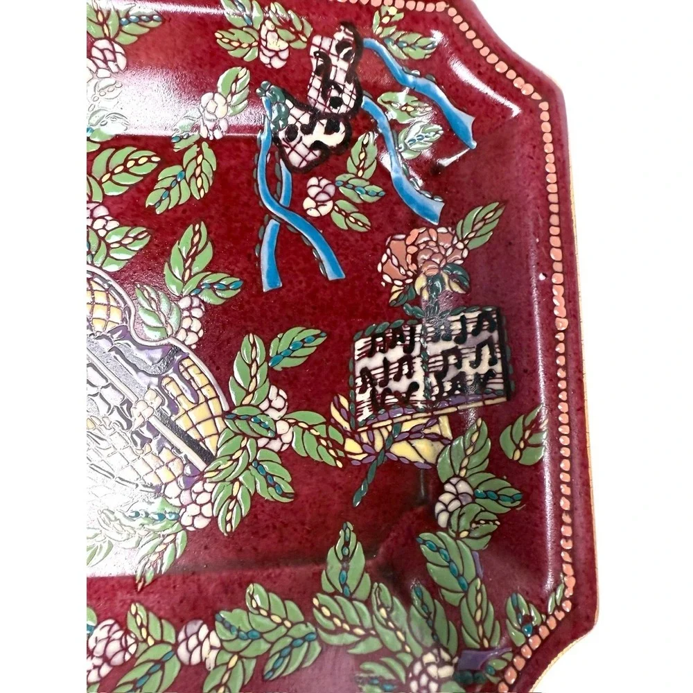 Andrea by Sadek Plate Burgundy Violin Music Notes‎ Grandmillenial Vintage 8